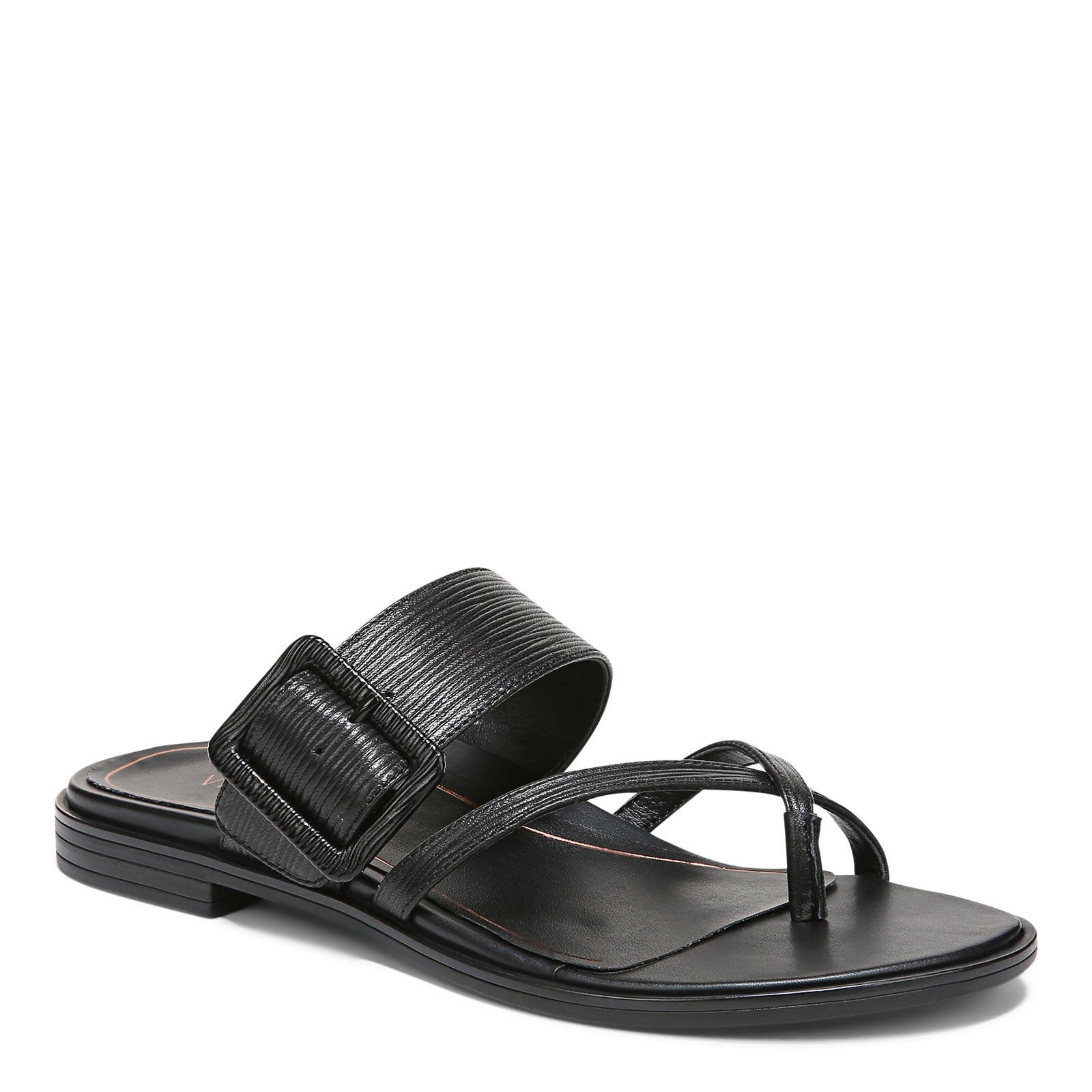 Buy Rita Black Strappy Flat Leather Sandals, Sandals