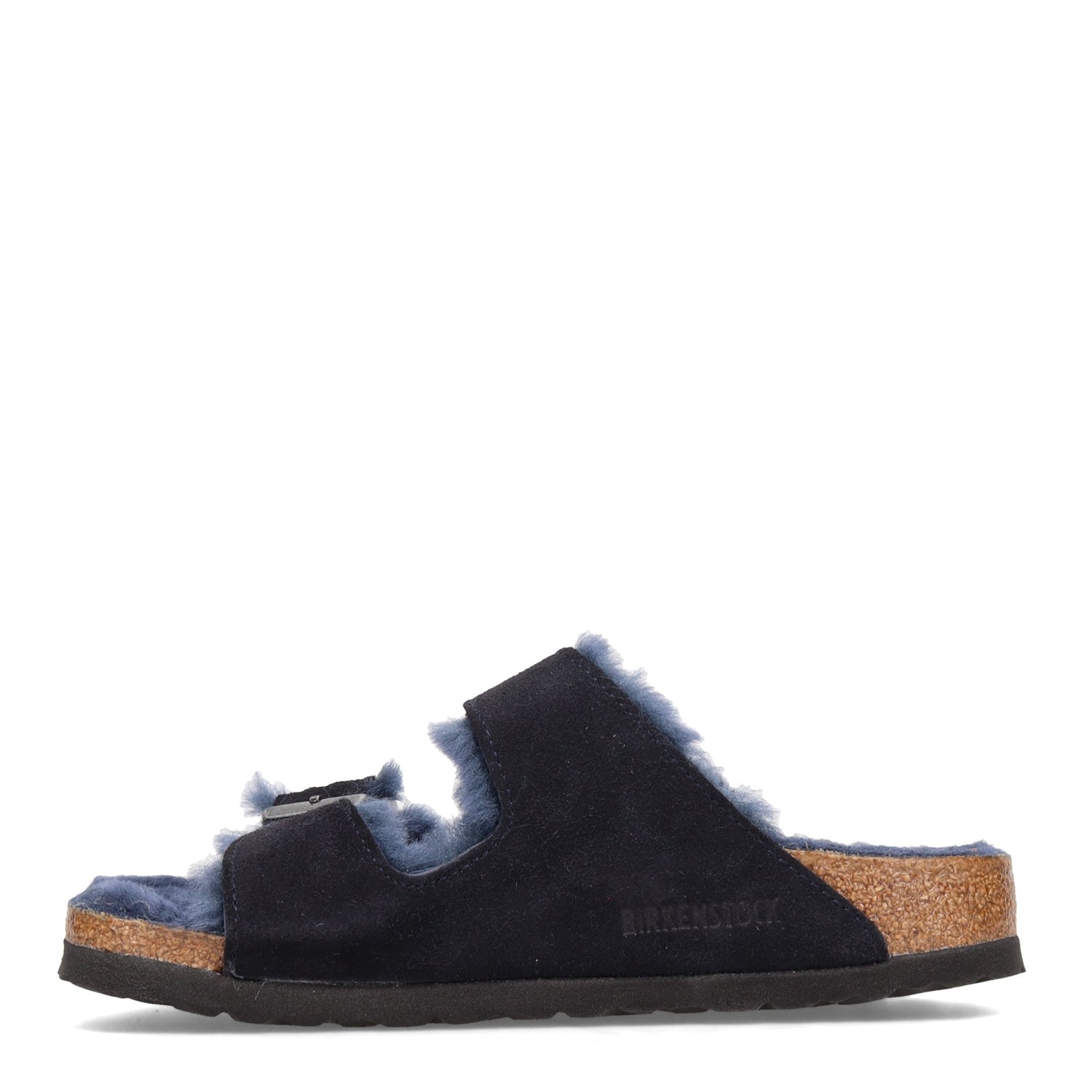 Peltz Shoes  Women's Birkenstock Arizona Shearling Lined Sandal - Narrow Width MIDNIGHT 1020 583 N