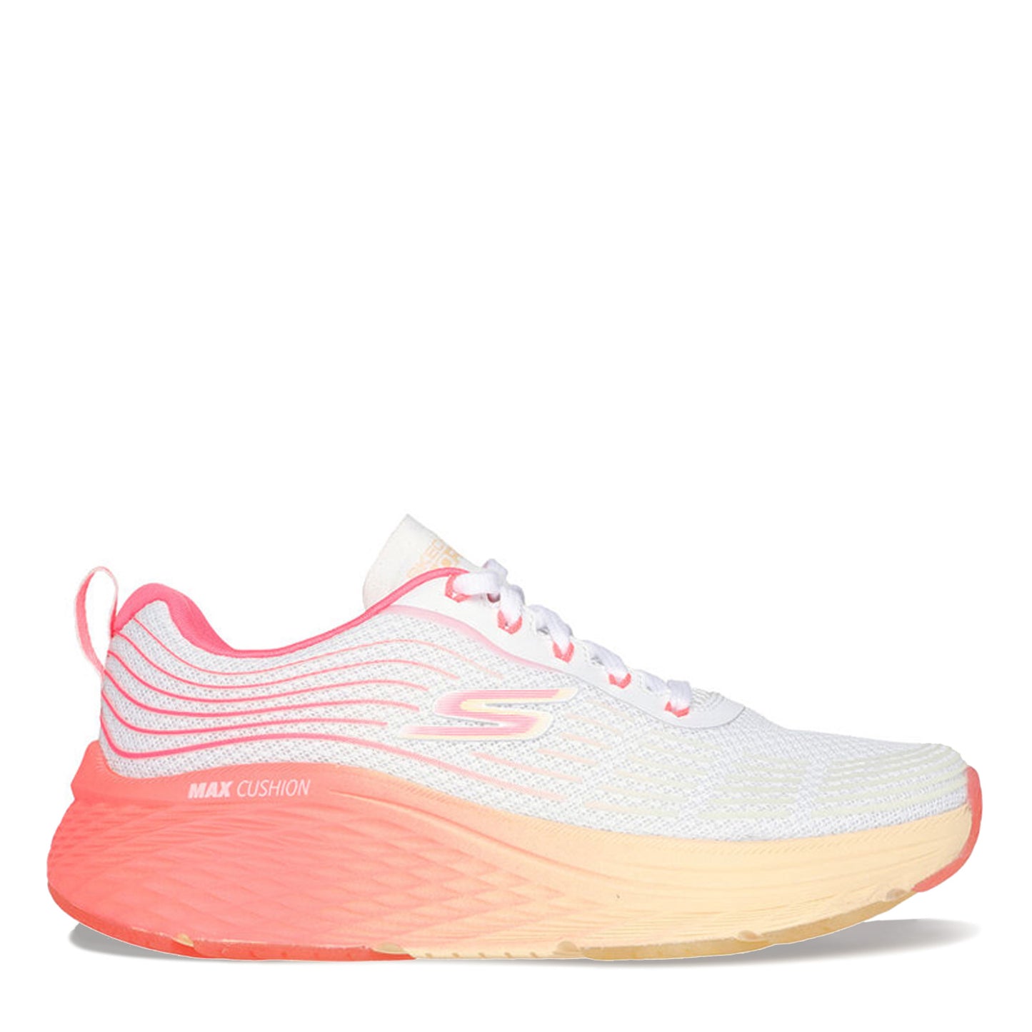 Peltz Shoes  Women's Skechers Max Cushioning Elite - Speed Play Sneaker White/Pink 129621-WPK