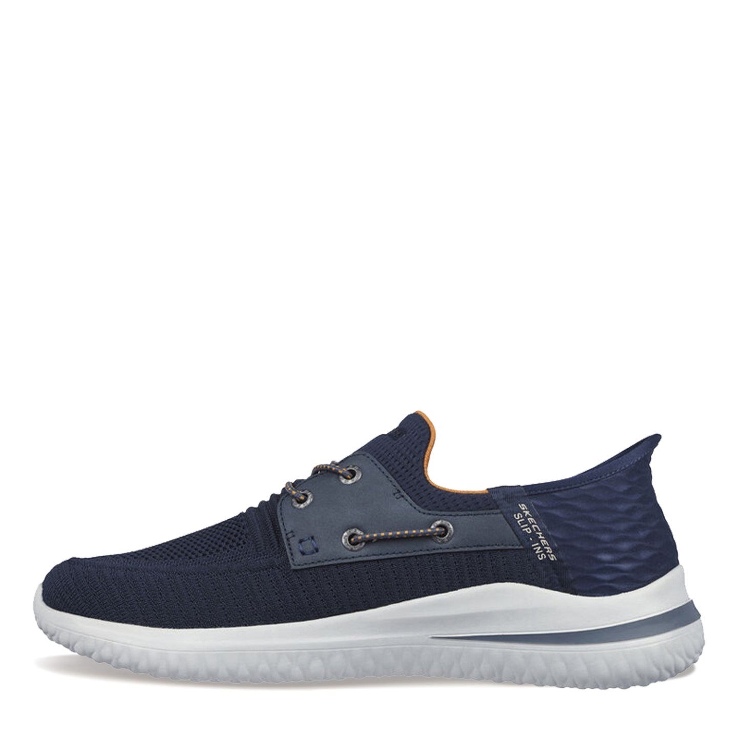 Peltz Shoes  Men's Skechers Slip-ins: Delson 3.0 – Roth Slip-On Navy Knit/Synthetic 210606-NVY