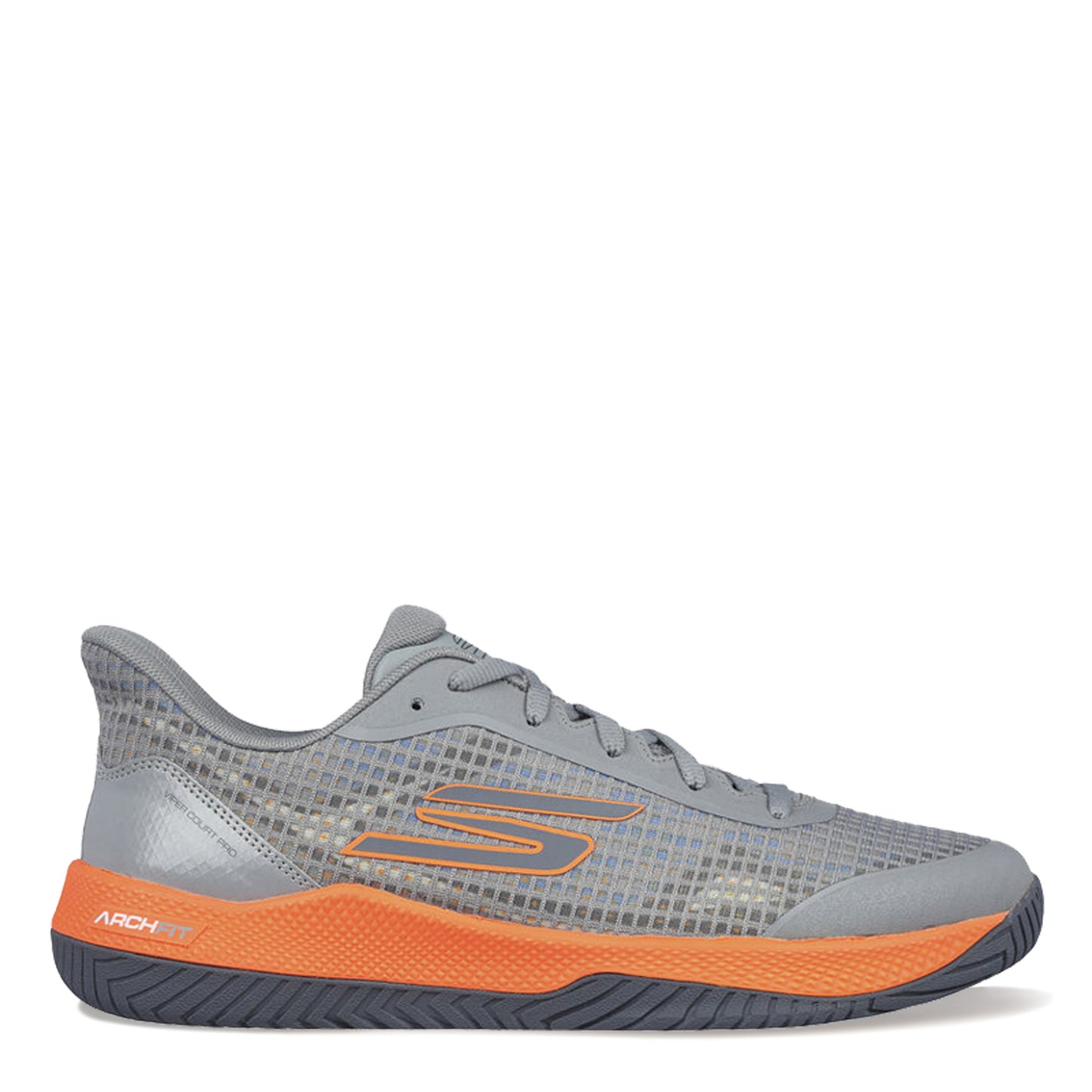 Peltz Shoes  Men's Skechers Viper Court Pro - Pickleball Shoe Grey/Orange 246069-GYOR