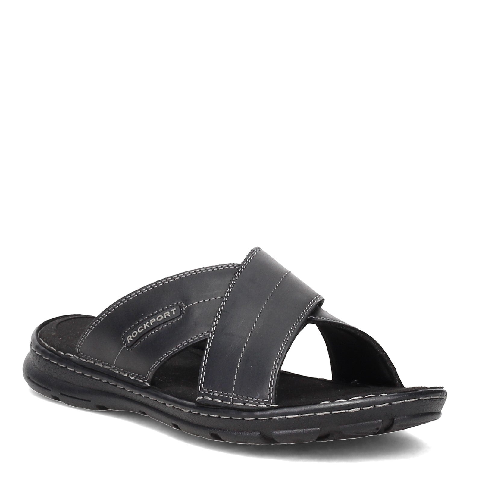 Sleek V-Straps: Handmade Black Leather Sandals for Men
