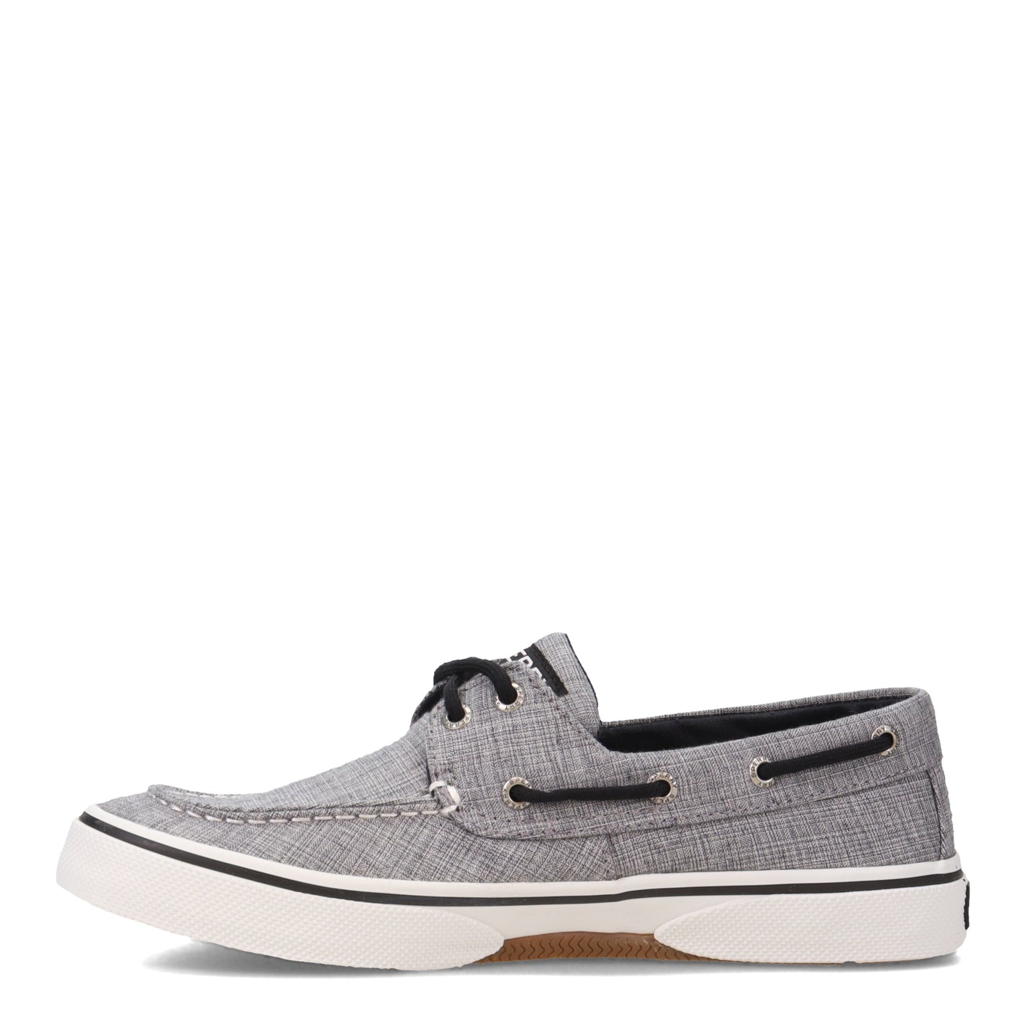 Peltz Shoes  Men's Sperry Halyard Boat Shoe BLACK LINEN STS24048