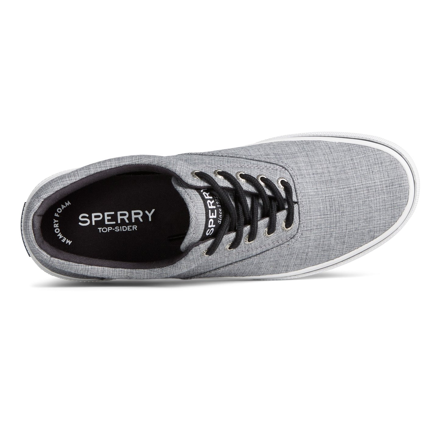 Peltz Shoes  Men's Sperry Halyard CVO Sneaker BLACK LINEN STS24055