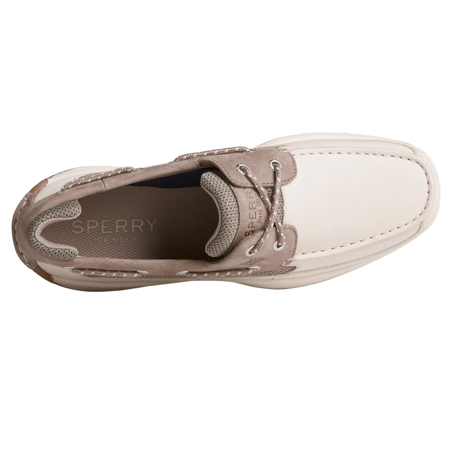 Peltz Shoes  Men's Sperry Lanyard Boat Shoe Light Grey STS25203