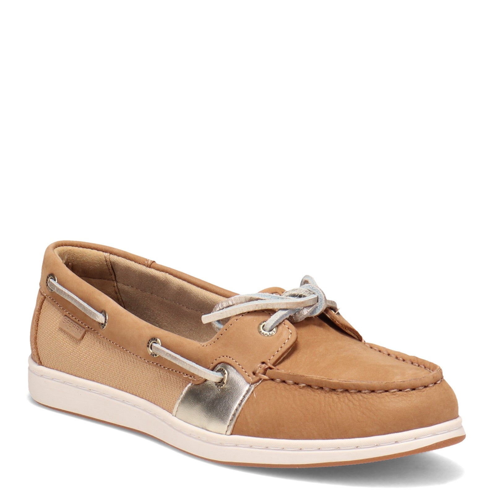 Gold hot sale sperrys women's