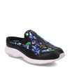 Peltz Shoes  Women's Easy Spirit Traveltime Classic Clog BLACK blue purple floral TTIME655-001