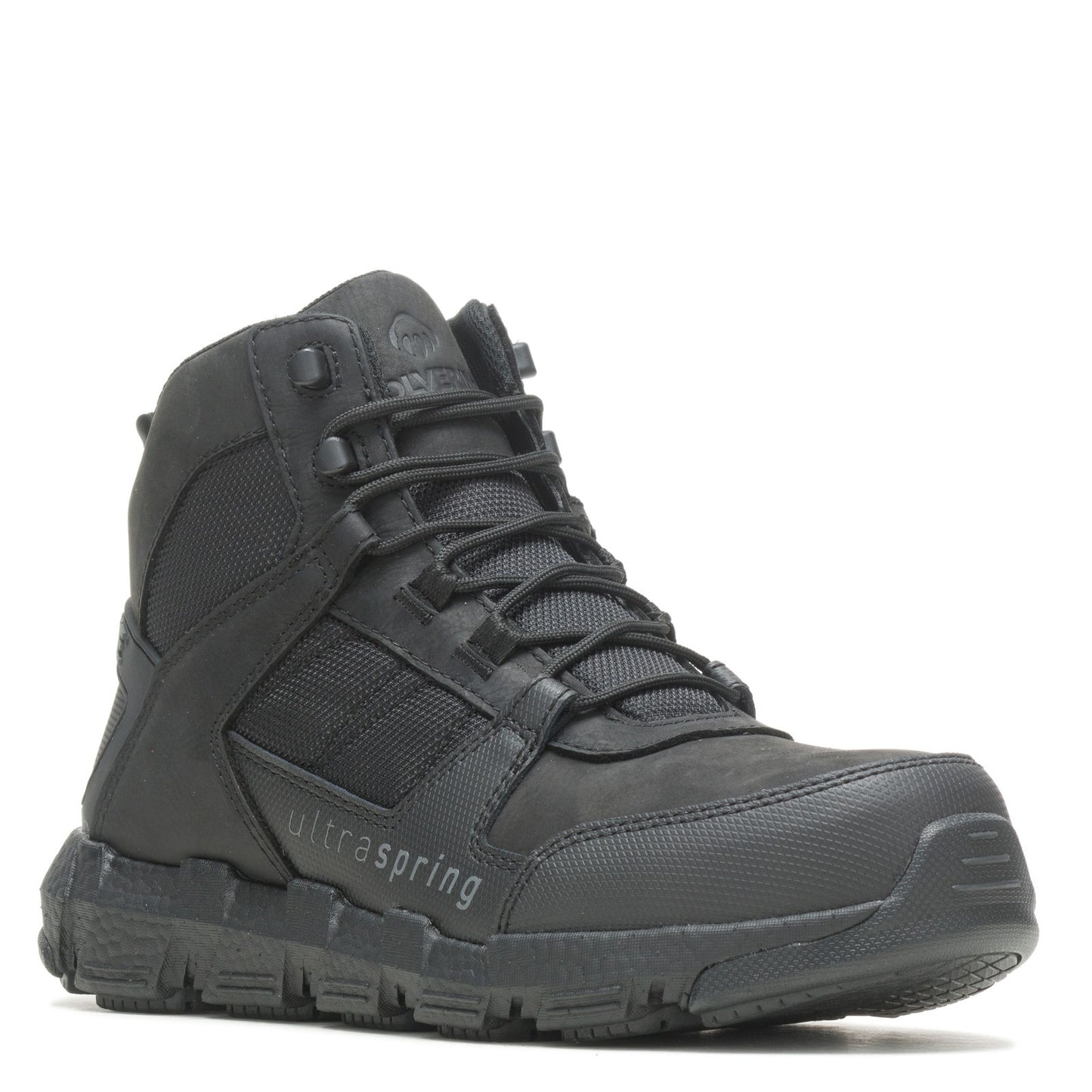 Peltz Shoes  Men's Wolverine Rev UltraSpring DuraShocks Vent Composite Toe Boot BLACK W221037